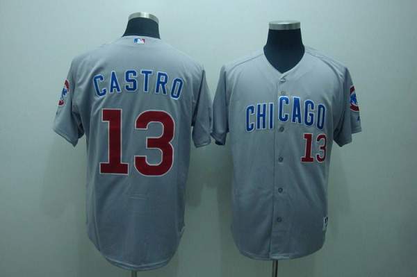 Cubs #13 Starlin Castro Stitched Grey MLB Jersey - Click Image to Close